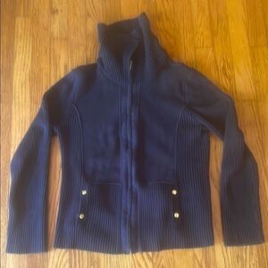 Jones New York Black Full Zip Cotton Sweater